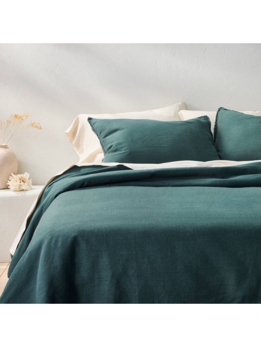 Casaluna King Dark Teal Heavyweight Linen Blend Comforter Set